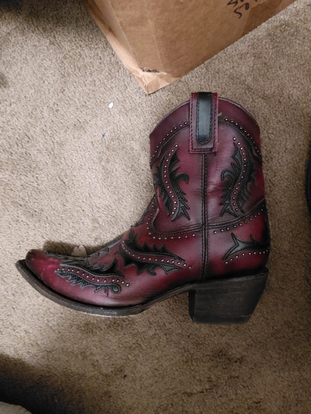 Women’s Burgundy Western Ankle Boots